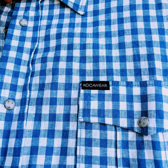 Rocawear Men’s Blue/White Checkered Western Style, LS, Snap Front Shirt,NWT 4X - Picture 11 of 15